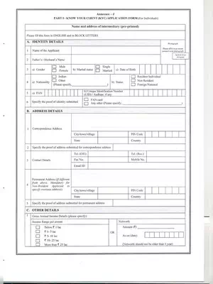 Bank of Baroda KYC Form