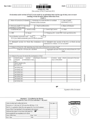 Form 15H HDFC Bank