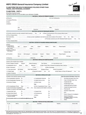 HDFC ERGO Claim Form