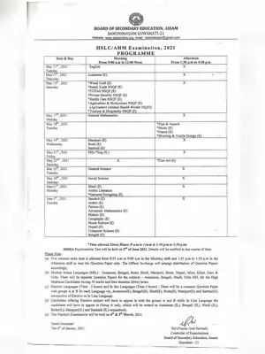 2021 HS Exam Routine Assam