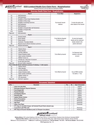 ICICI Lombard Health Care Claim Form – Hospitalization