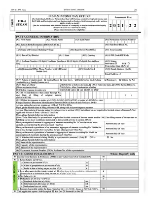 ITR Form 4 Sugam AY 2021-22