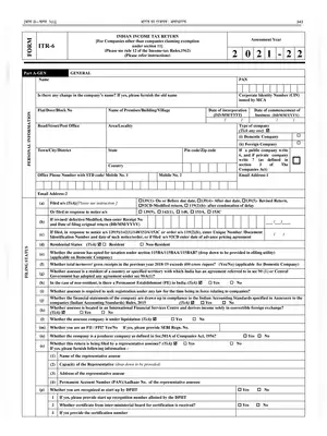 ITR Form 6 AY 2021-22