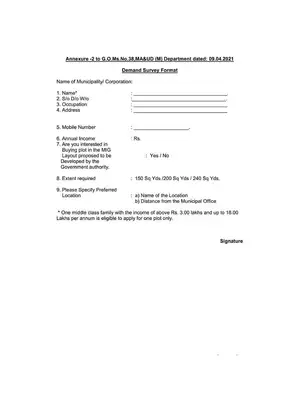 Jagananna Smart Town Demand Survey Format