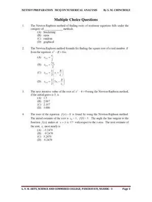 Numerical Techniques MCQ English