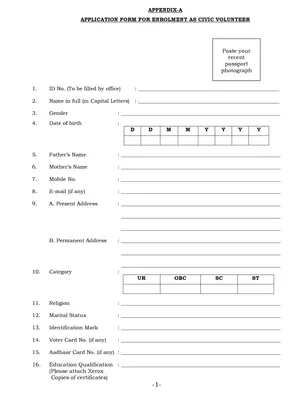 Civic Volunteer Recruitment 2025 Application Form