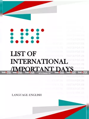 List of International/Important Days English