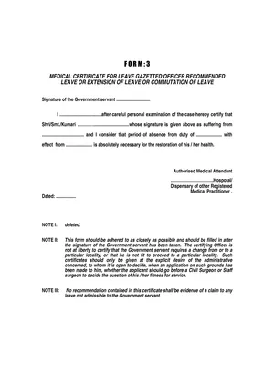 Medical Certifcate Form 3 and 4