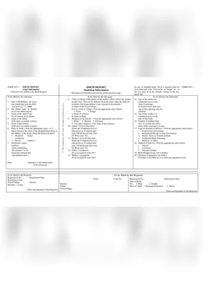 Meghalaya Birth Certificate Form English