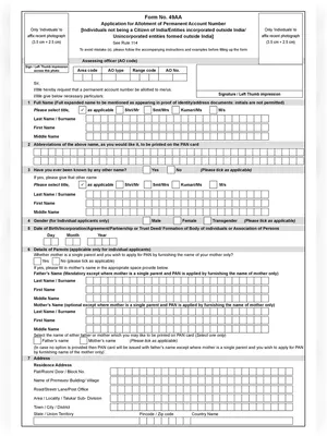 New Pan Card Form 49AA English