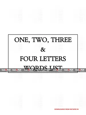 One, Two, Three, Four Letter Words English