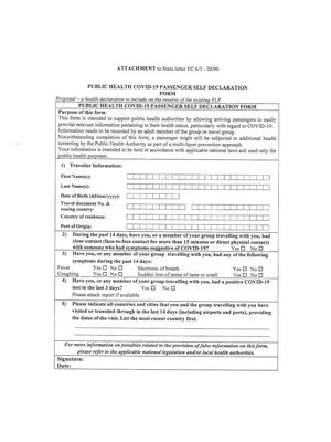 Self Declaration Form COVID-19 for Travelling