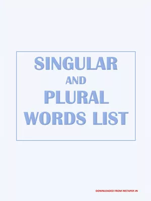 Singular and Plural Words List