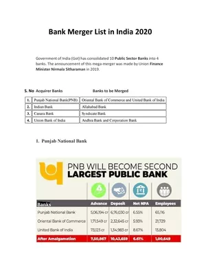 Bank Merger List in India 2021