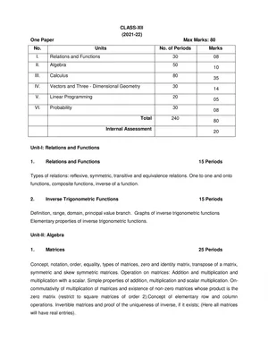 CBSE Class 12 New Syllabus 2021-22