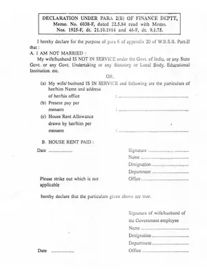 HRA Declaration Form West Bengal