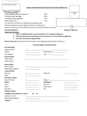 Odisha Income Certificate Form