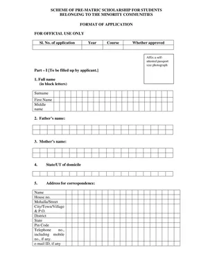 Pre Matric Scholarship Form 2025