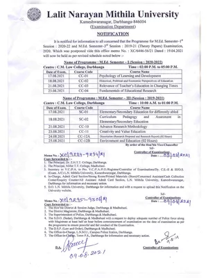 LNMU Part 3 Exam Date 2021