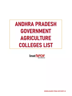 List of Government Agriculture Colleges in AP