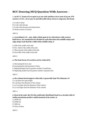 RCC Drawing MCQ Questions with Answer