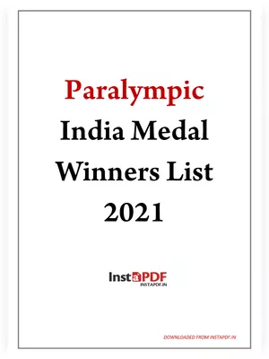 Paralympic India Medal Winners List 2021