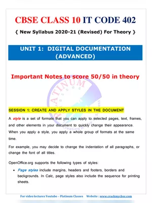 Digital Documentation Class 10 it Code 402 Notes