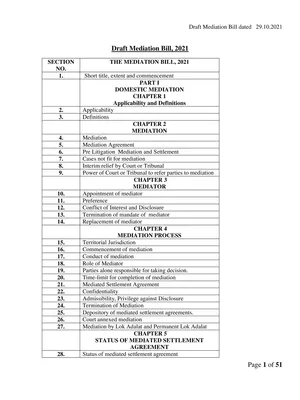 Draft Mediation Bill 2021