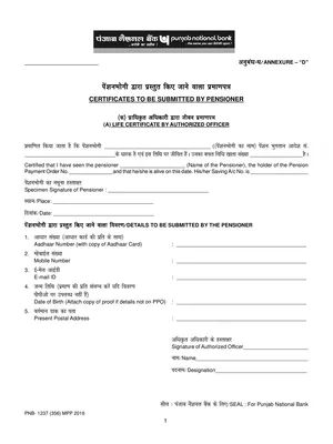 PNB Life Certificate Form 2025