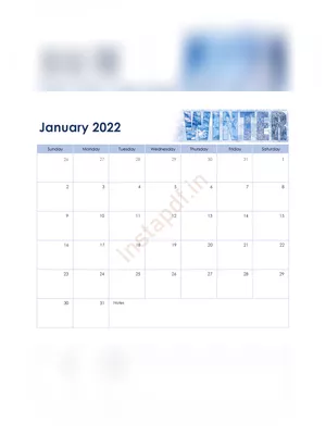 Blank Calendar 2022