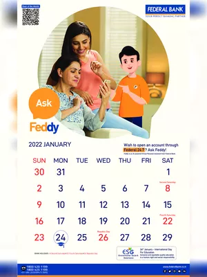 Federal Bank Calendar 2022