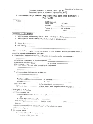 PMVVY Form – LIC Plan 856