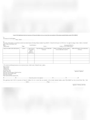 Ration Card Correction Form