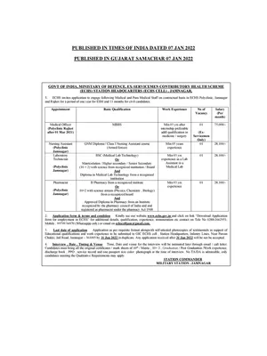 www.echs.gov.in Recruitment 2021 Notification