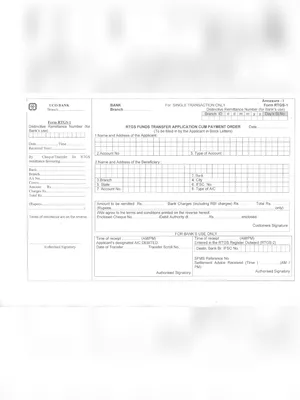 UCO Bank RTGS – NEFT Form