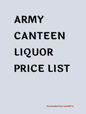 Army Canteen Liquor Price List 2025