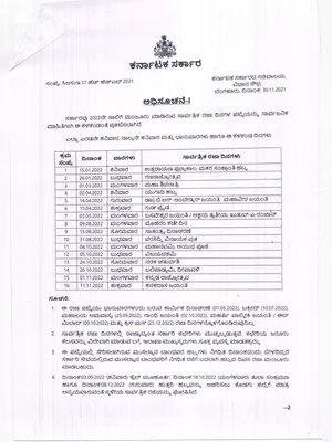 Karnataka Government Holidays List 2022