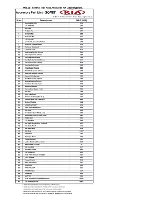 Kia Sonet Accessories Price List 2025