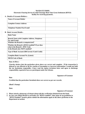 Mandate Form