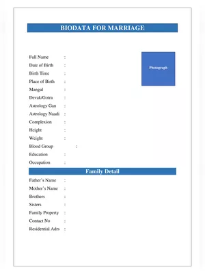 Marriage Biodata Format