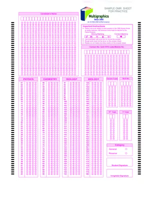 OMR Sheet for Practice 200 Questions