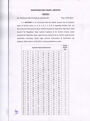 Rajasthan High Court LDC Answer Key 2022