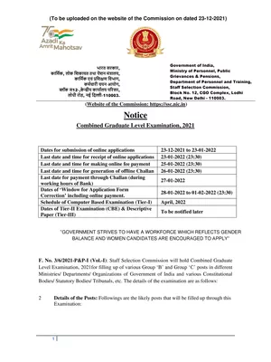 SSC CGL 2022 Notification