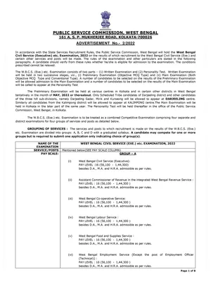 WBCS 2022 Notification