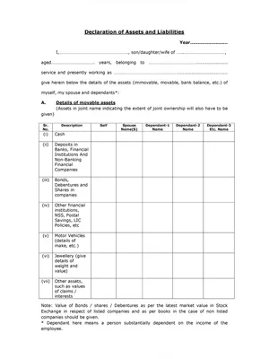 Asset Declaration Form 2022