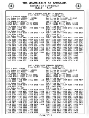 Bodoland Lottery Result Today