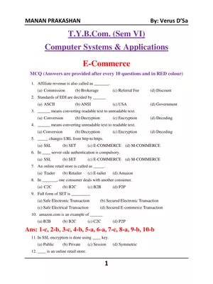 Computer System and Application TYBcom Sem 6 MCQ