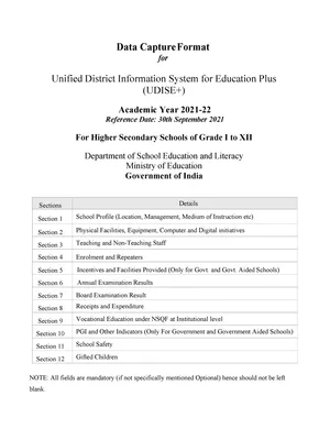 UDISE Form 2021-22