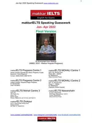 Makkar IELTS Speaking 2025