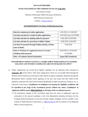 SSC Phase 10 Notification 2022